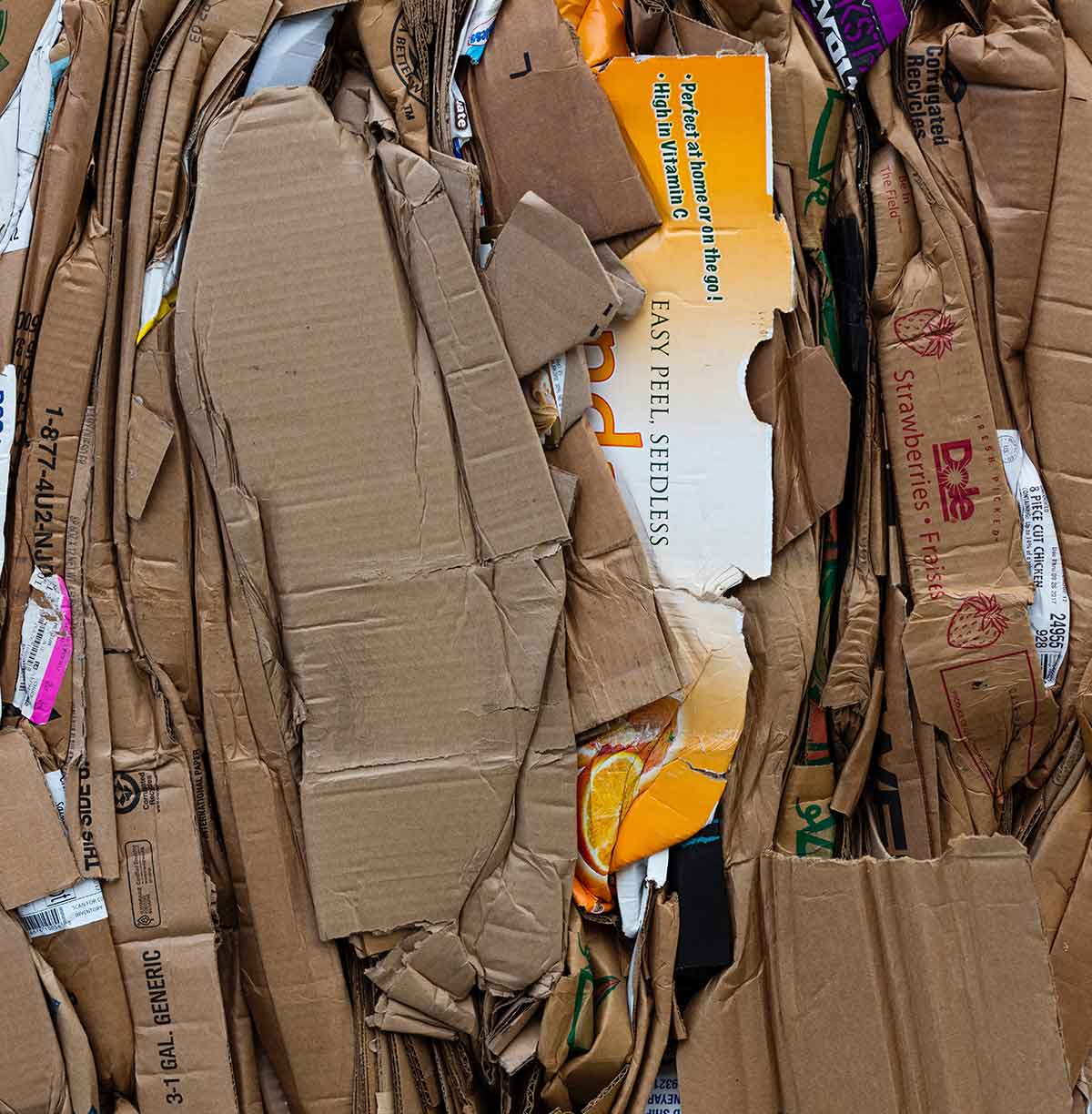Properly broken down cardboard for recycling.